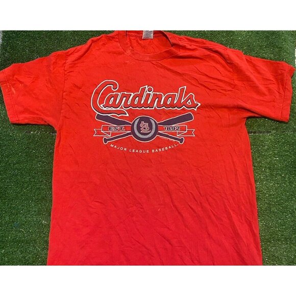 Vintage St. Louis Cardinals shirt mens large red Y2K retro script Pujols 7 - Picture 3 of 12